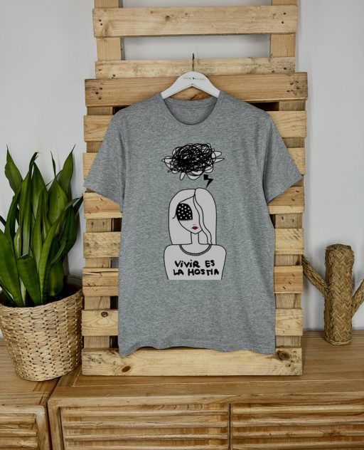 CAMISETA VIVIR GRIS